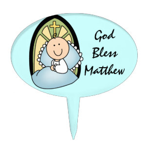 Baby Boy Baptism Custom Cake Topper