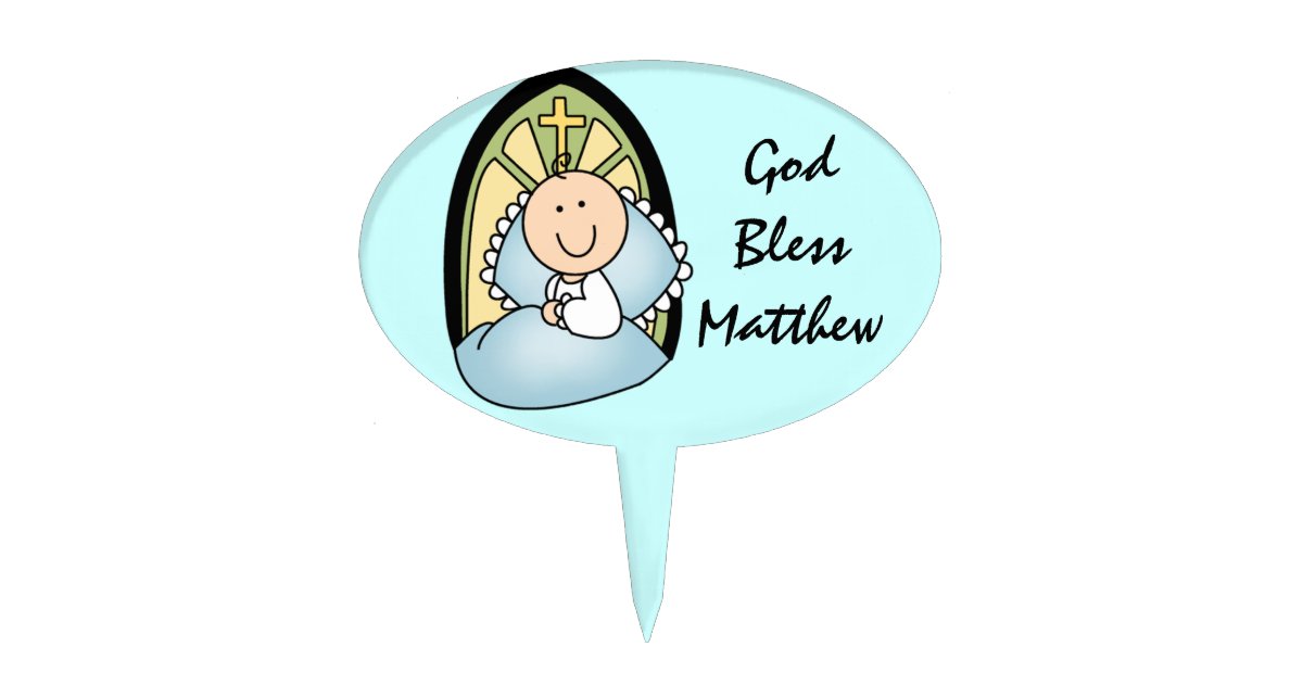 Baby Boy Baptism Custom Cake Topper Zazzle