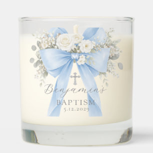 Baby Boy Baptism Eucalyptus Blue Coquette Bow Scented Candle