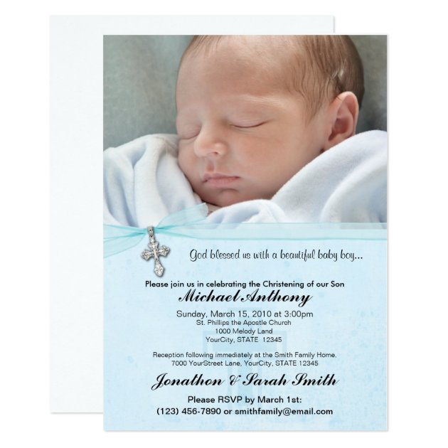 Baby Boy Baptism Or Christening Invitation