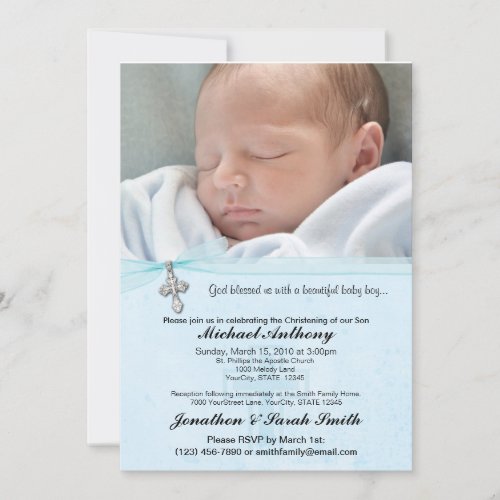 Baby Boy Baptism or Christening Invitation