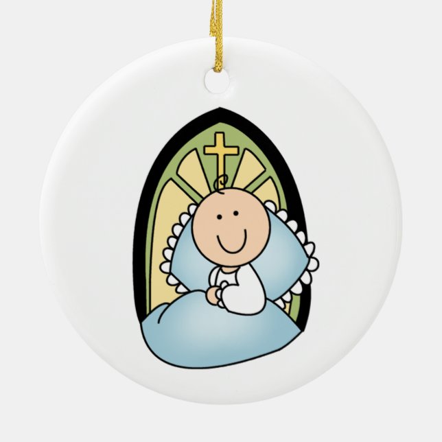 Baby Boy Baptism Ornament (Back)