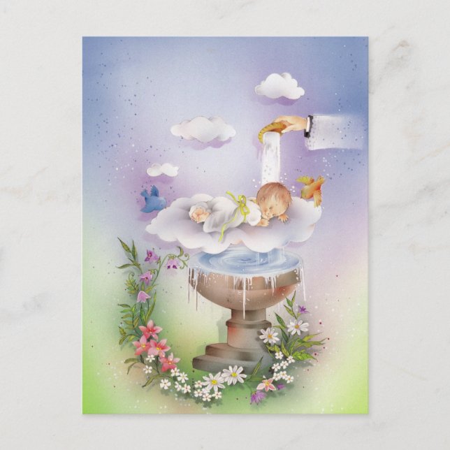 Baby boy baptism postcard (Front)