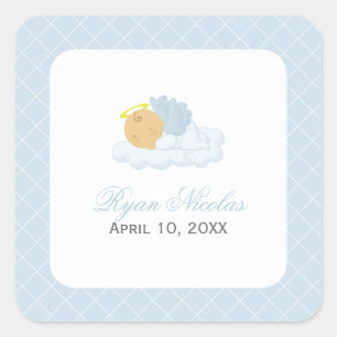 Baby Boy Baptism Square Sticker