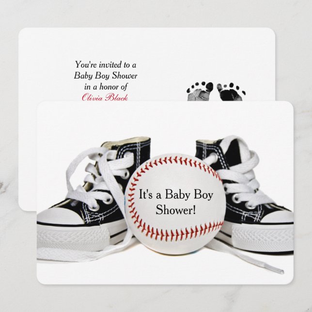 Baby Boy Baseball Shower Invitation (Front/Back)