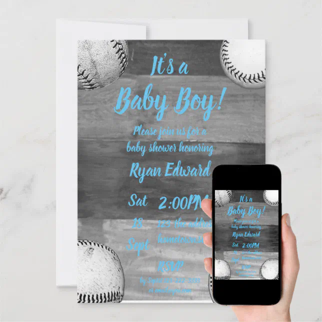 Baby Boy Baseball theme baby shower Invitation Zazzle