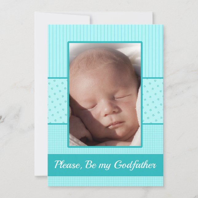 Baby Boy be my Godfather Invitation (Front)