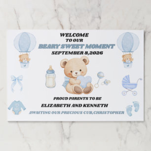 BABY BOY BEAR BLUE HEART BABY SHOWER PLACEMATS 