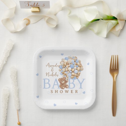 Baby Boy Bearly Wait Theme Minimal Baby Shower  Paper Plates