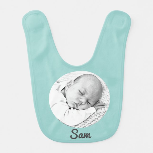 baby boy bib with photo and name custom Baby Bib (Front)