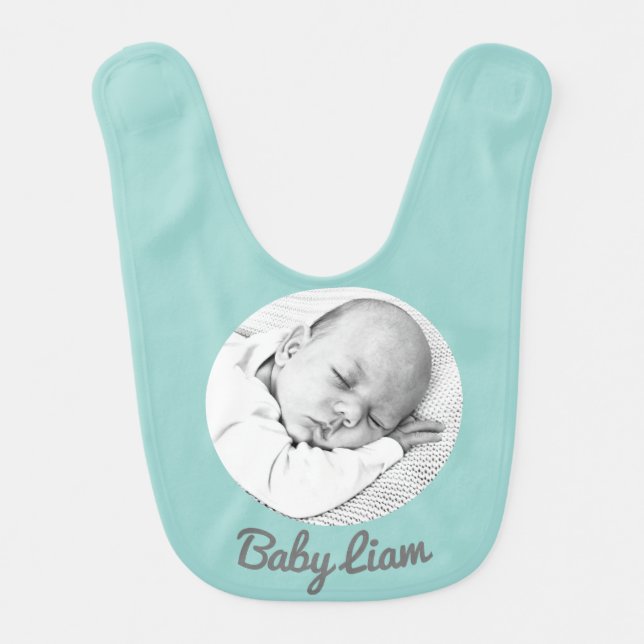baby boy bib with photo name custom Baby Bib (Front)