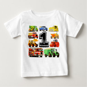 Baby Boy Big Trucks 1st Birthday Baby T-Shirt