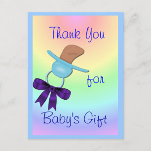 Baby Boy Binkie Thank You postcard - customize