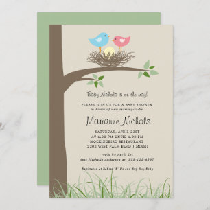 Baby Boy Bird's Nest Baby Shower Invitation
