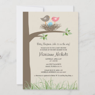 Baby Boy Bird's Nest Baby Shower Invitation