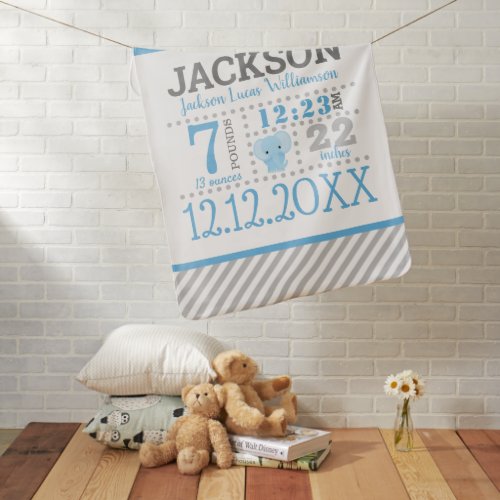 Baby Boy Birth Announcement Baby Blanket