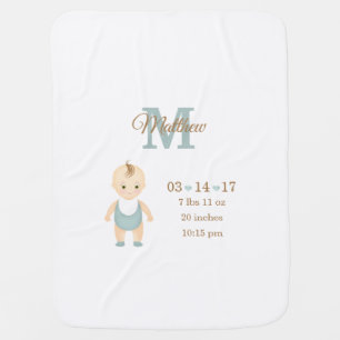Baby Boy Birth Announcement Blanket