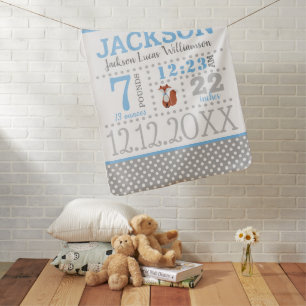 Baby Boy Birth Announcement Blanket