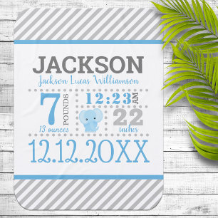 Baby Boy Birth Announcement Blanket
