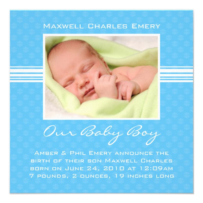 Baby Boy Birth Announcement Card