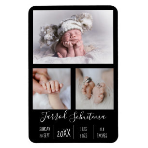Baby Boy Birth Announcement Flexible Photo Magnet