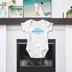 Baby Boy Birth Announcement - Name , Month, Year Baby Bodysuit