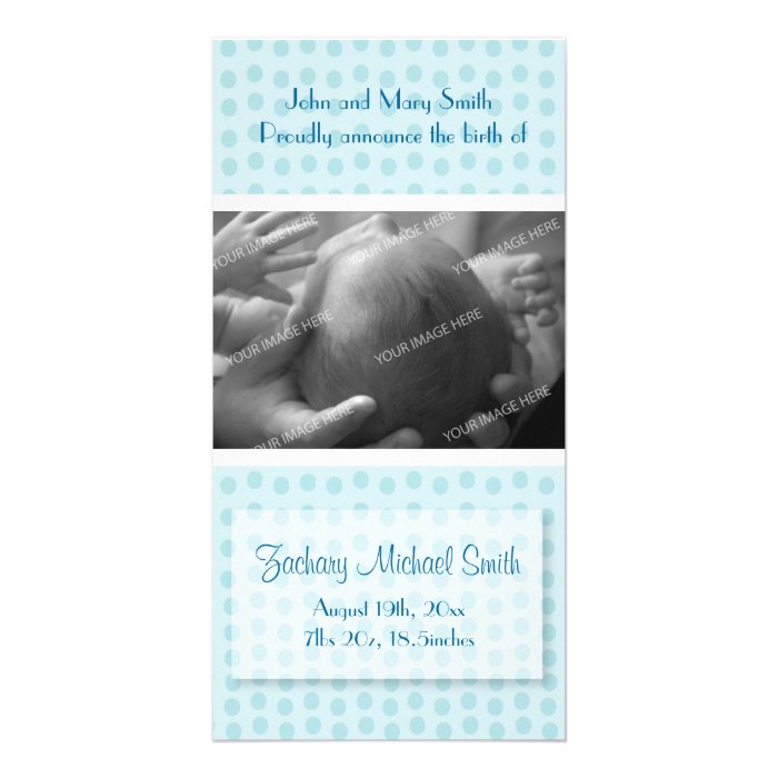 Baby Boy Birth Announcement Photo Card Template
