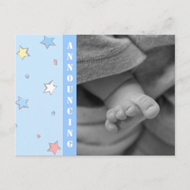 Baby Boy Birth Announcement Postcard (Front)