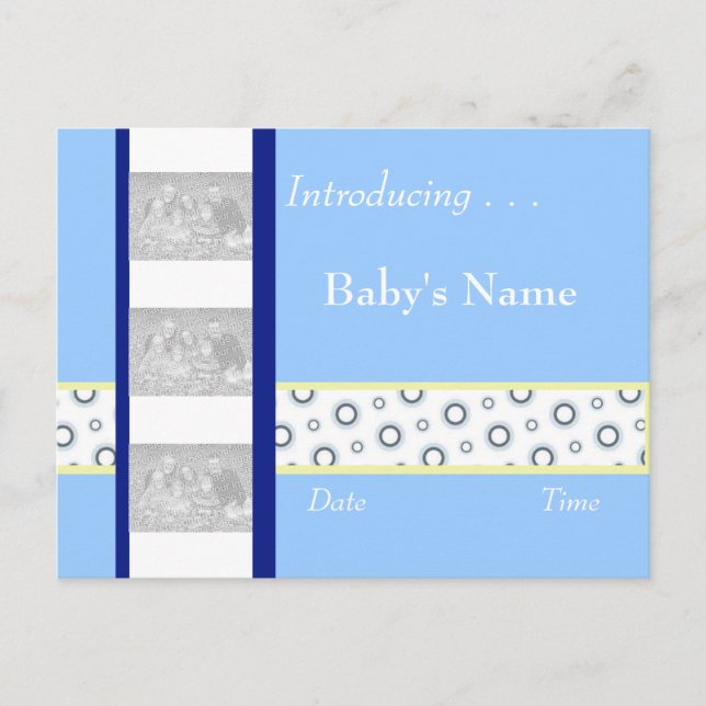 Baby Boy Birth Announcement Template (Front)