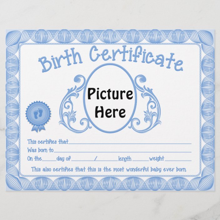 Baby Boy birth certificate letterhead | Zazzle.com