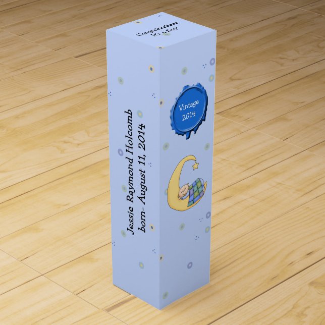 Baby Boy Birth Congratulations Gift Wine Box (Front)