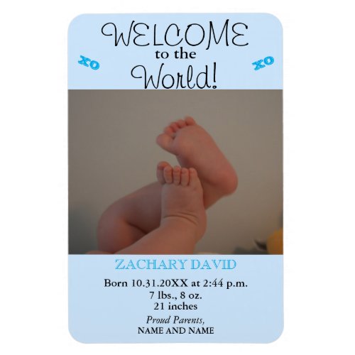 Baby Boy Birth Stats Photo Announcement Magnet