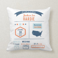 Baby Boy Birth Stats Throw Pillow