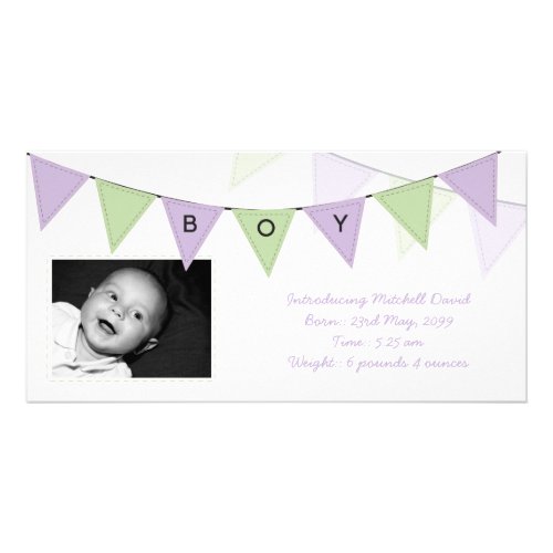 Baby Boy Birth Triangle Flags Banner Photocard Card