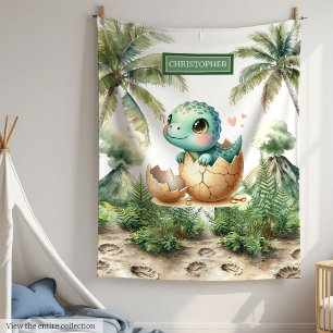 Baby Boy Blanket Personalized Dino Hatching Soon