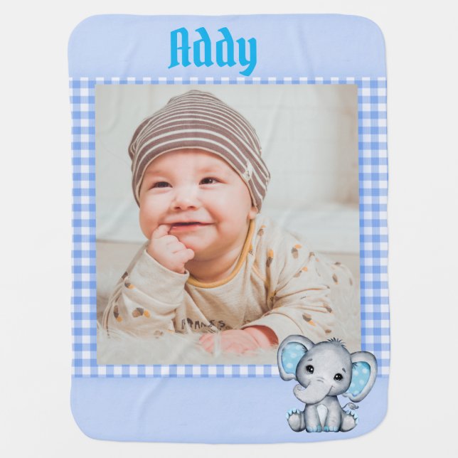 Baby Boy Blanket with Photo  (Front)