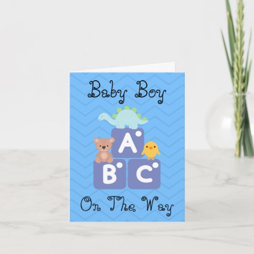Baby Boy Blocks Congrats Greeting Invitation Card