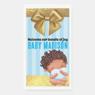 Baby Boy Blue and Gold Babyshower Invitation Paper Guest Towels