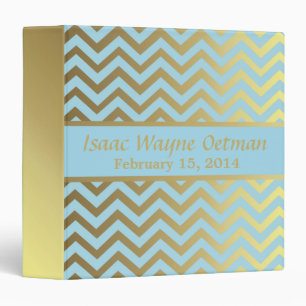 Baby Boy Blue and Gold Chevron Pattern Binder