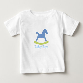 Baby Boy Blue and Yellow Rocking Horse Baby Tshirt