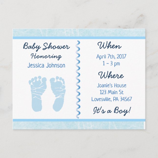 Baby Boy Blue Baby Shower Invitation Postcard (Front)