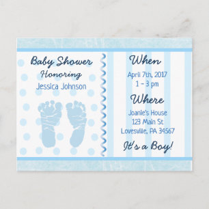Baby Boy Blue Baby Shower Invitation Postcard