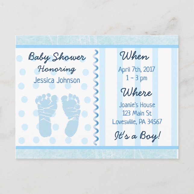 Baby Boy Blue Baby Shower Invitation Postcard (Front)
