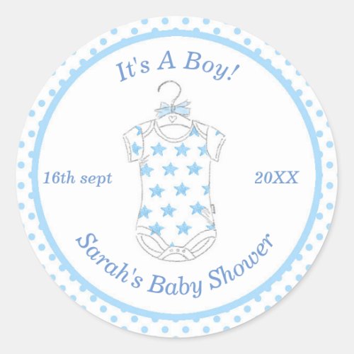 Baby Boy Blue Baby Shower Sticker