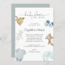 Baby Boy  Blue Boho Watercolor Baby Shower By Mail Invitation