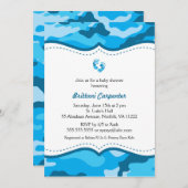 Baby Boy Blue Camouflage Shower Invites feet CAMO (Front/Back)