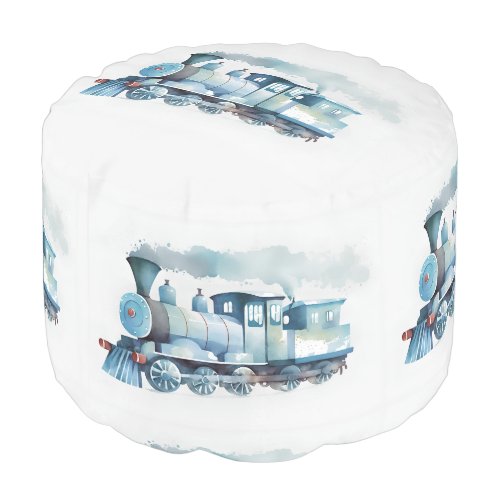 Baby Boy Blue Choo Choo Train  Pouf