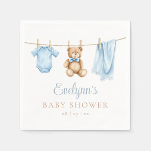 Baby Boy Blue Clothesline Baby Shower Napkins