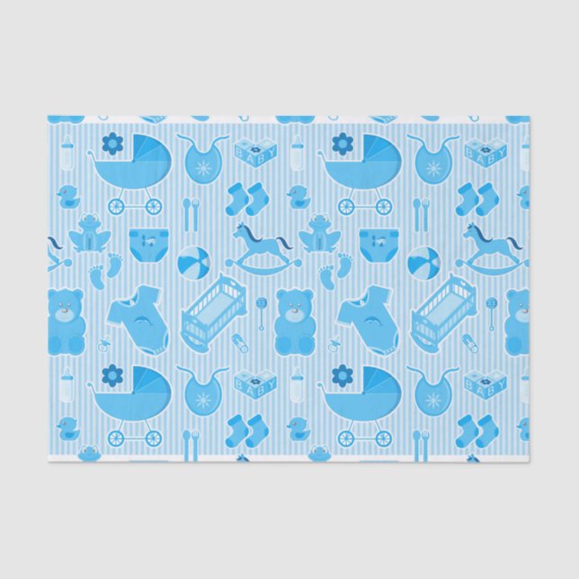 Baby Boy Blue Collage Tissue Paper (Front)