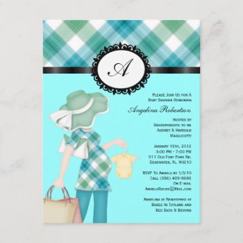 Baby Boy Blue Cute Shower Flowers Invitation by ForeverAndEverAfter at Zazzle